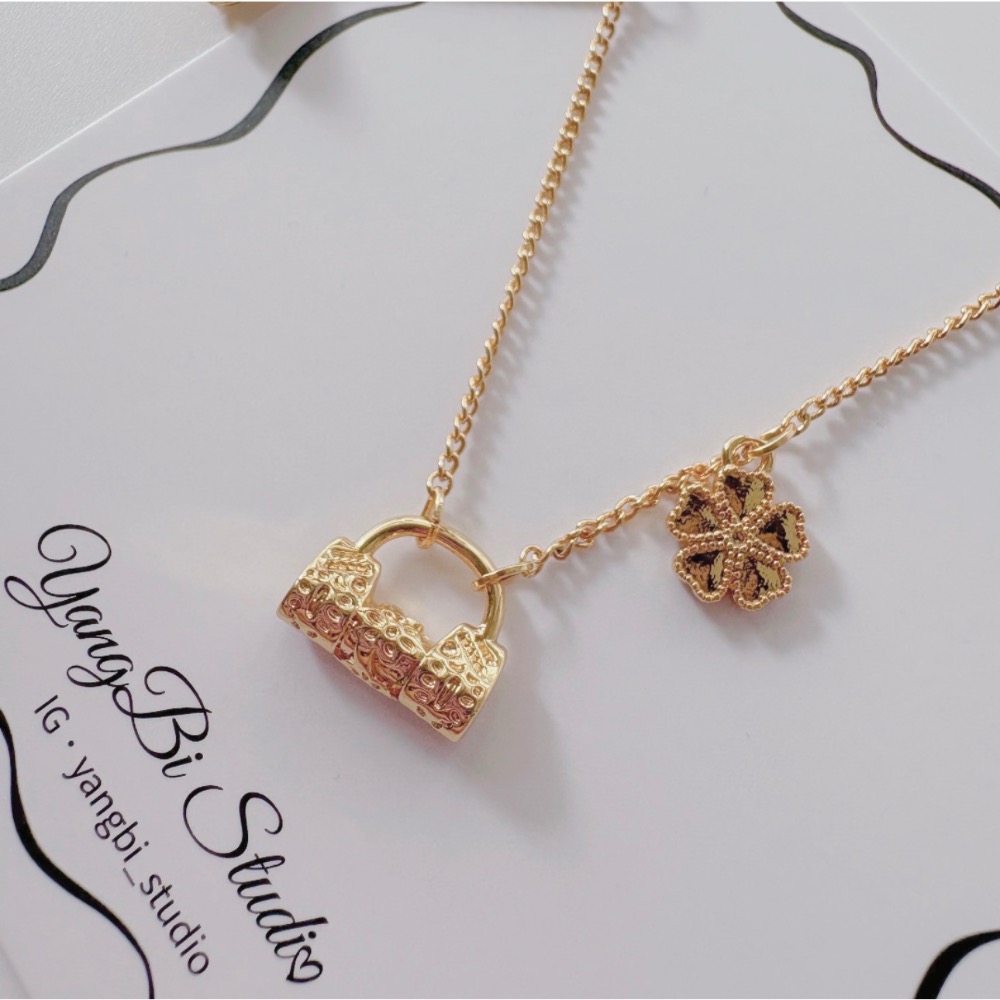 𝓨𝓪𝓷𝓰𝓑𝓲🕊️招好運【18K真金電鍍】【繁花幸運草流蘇平安鎖項鍊】 Y946-細節圖7