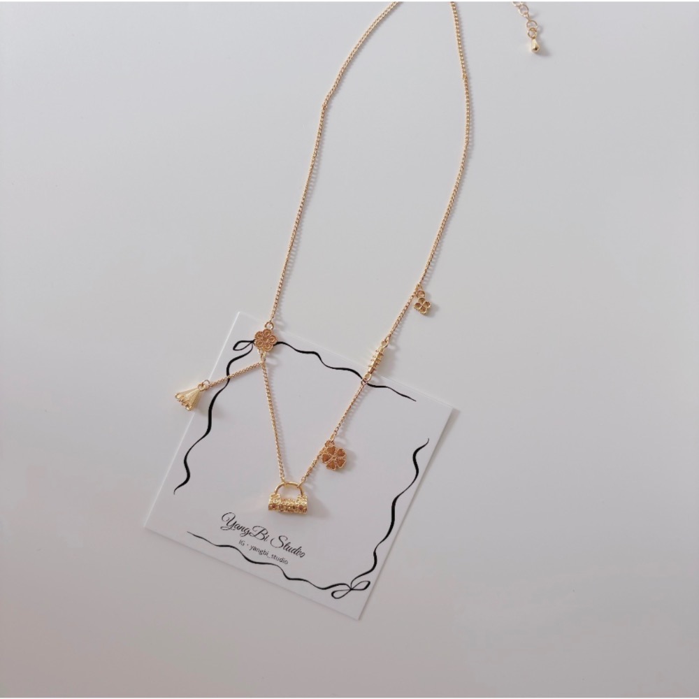 𝓨𝓪𝓷𝓰𝓑𝓲🕊️招好運【18K真金電鍍】【繁花幸運草流蘇平安鎖項鍊】 Y946-細節圖10