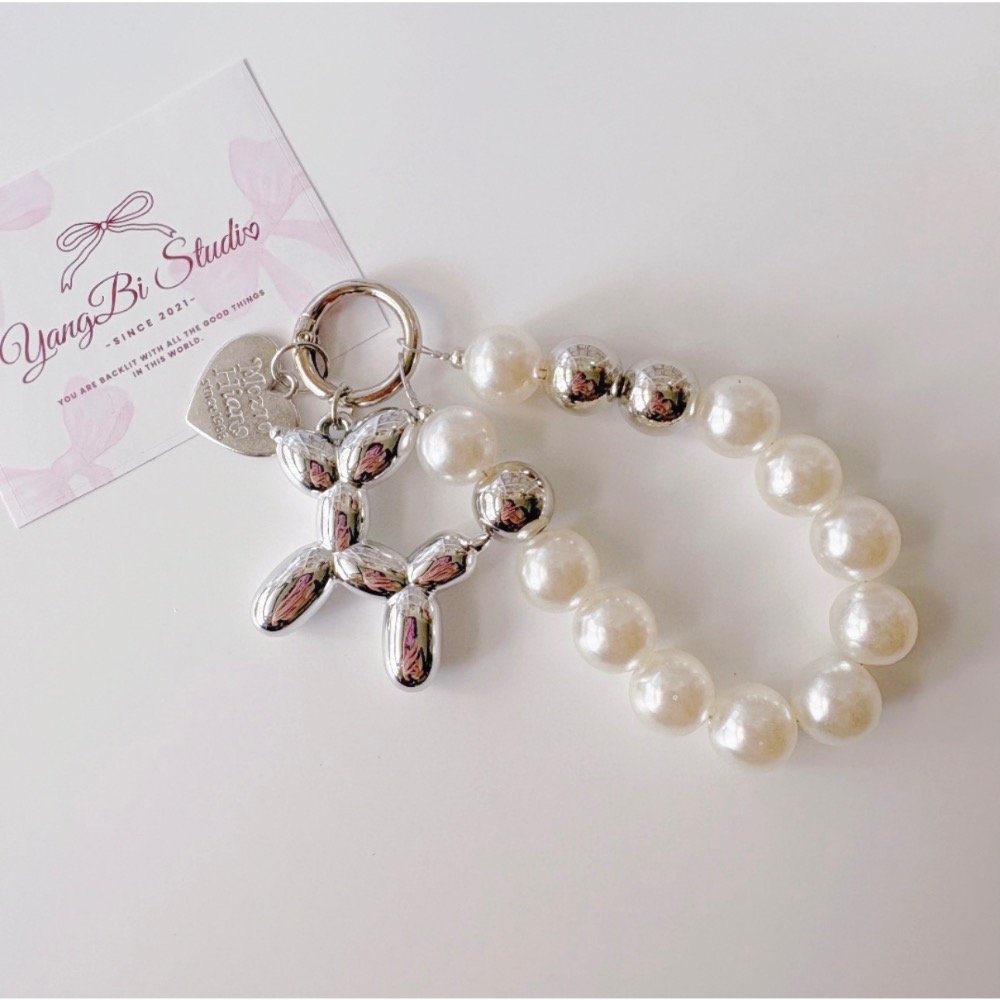 𝓨𝓪𝓷𝓰𝓑𝓲🩰【氣球狗愛心珍珠吊飾】氣質包包掛件｜手機吊飾｜鑰匙圈 C74-細節圖3