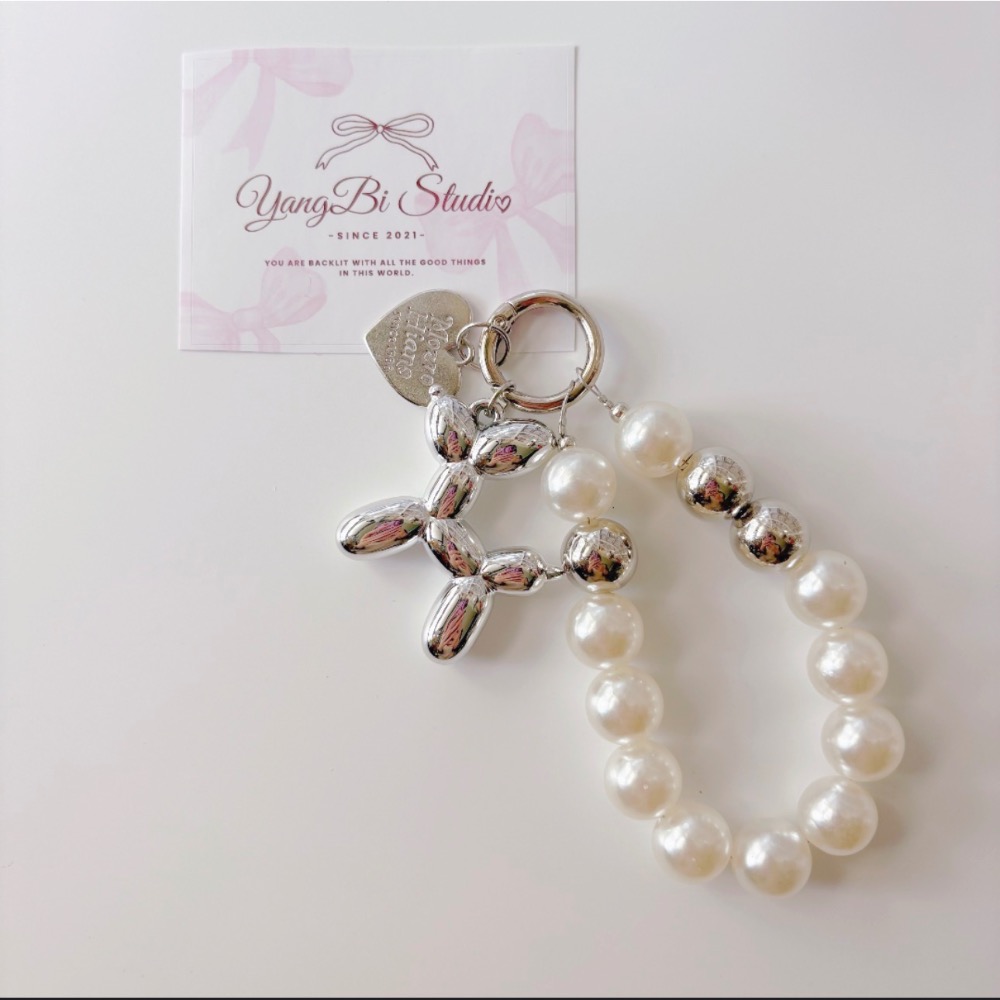 𝓨𝓪𝓷𝓰𝓑𝓲🩰【氣球狗愛心珍珠吊飾】氣質包包掛件｜手機吊飾｜鑰匙圈 C74-細節圖5