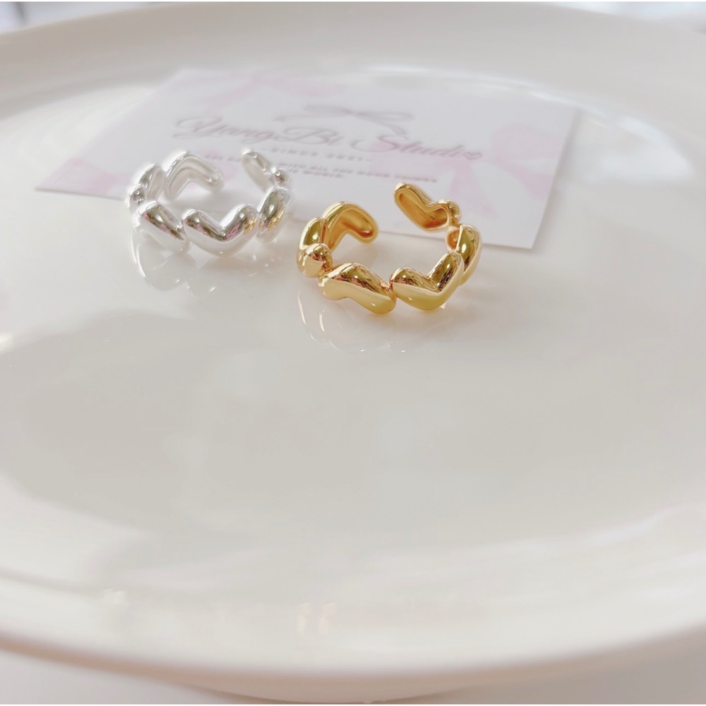 𝓨𝓪𝓷𝓰𝓑𝓲🕊️925銀【心心相印澎澎愛心戒指】 Y960-細節圖3