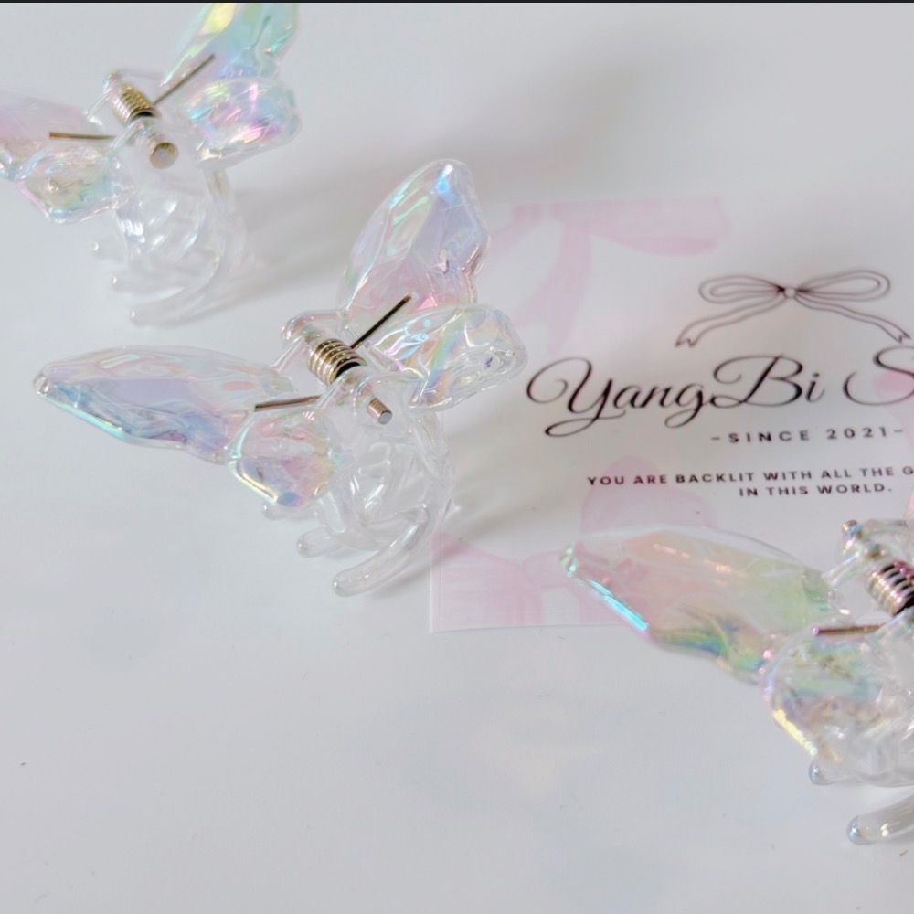 𝓨𝓪𝓷𝓰𝓑𝓲🕊️人魚姬光 蝴蝶絢彩霓虹中抓夾 鯊魚夾 瀏海夾 邊夾 碎髮夾 V512-細節圖4