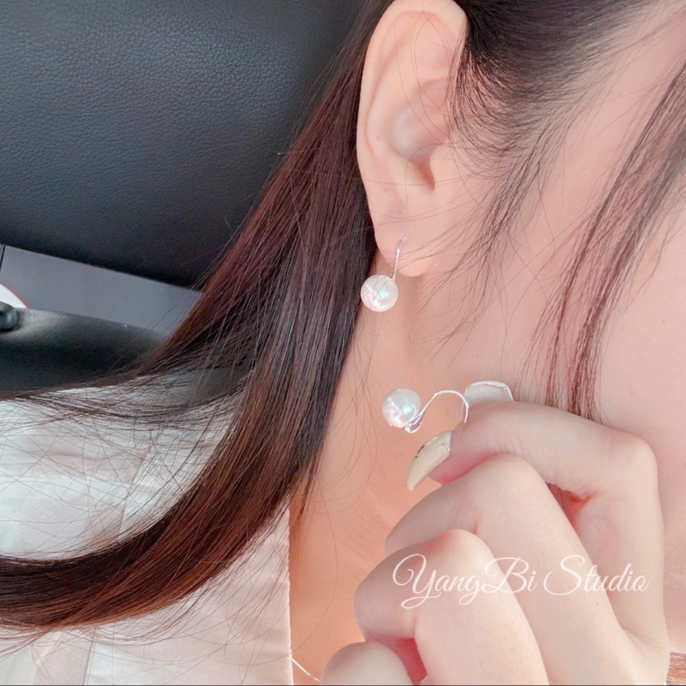 𝓨𝓪𝓷𝓰𝓑𝓲🕊️【正韓🇰🇷S925純銀 高跟鞋珍珠耳釘】純銀耳勾+10mm珍珠 Y975-細節圖6