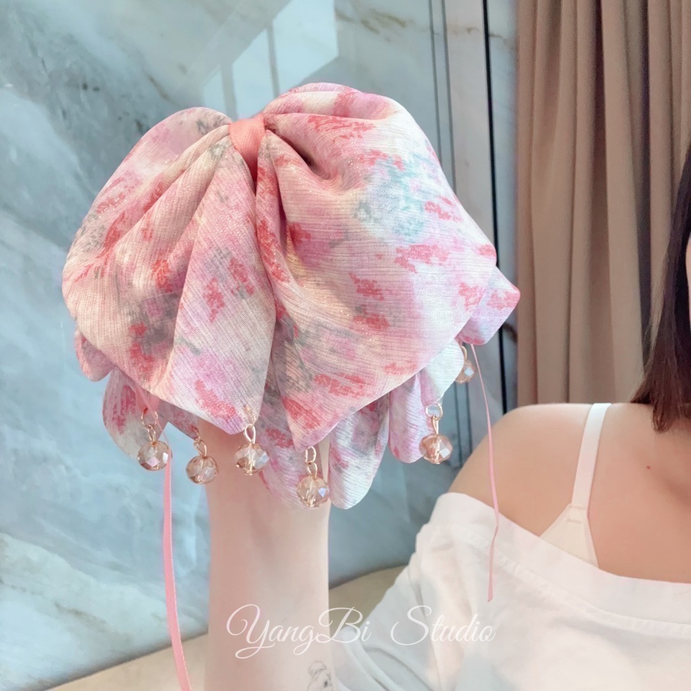 𝓨𝓪𝓷𝓰𝓑𝓲🕊️正韓質感超好🇰🇷隨便夾都超好看 油畫碎花珠光布料吊墜蝴蝶結馬尾夾 V525-細節圖5