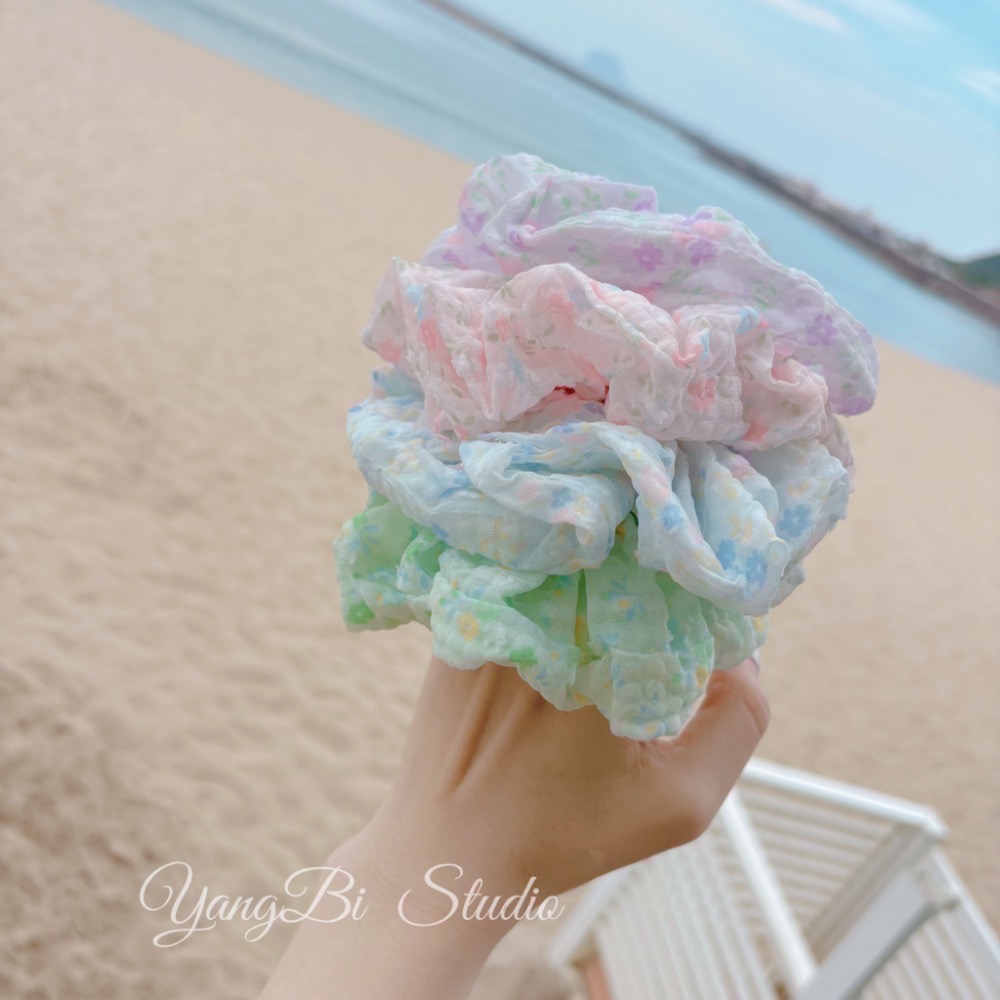 𝓨𝓪𝓷𝓰𝓑𝓲🕊️正韓🇰🇷森林系碎花泡泡皺大腸圈 V526-細節圖2