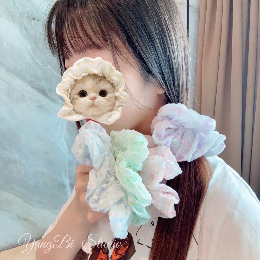 𝓨𝓪𝓷𝓰𝓑𝓲🕊️正韓🇰🇷森林系碎花泡泡皺大腸圈 V526-細節圖3