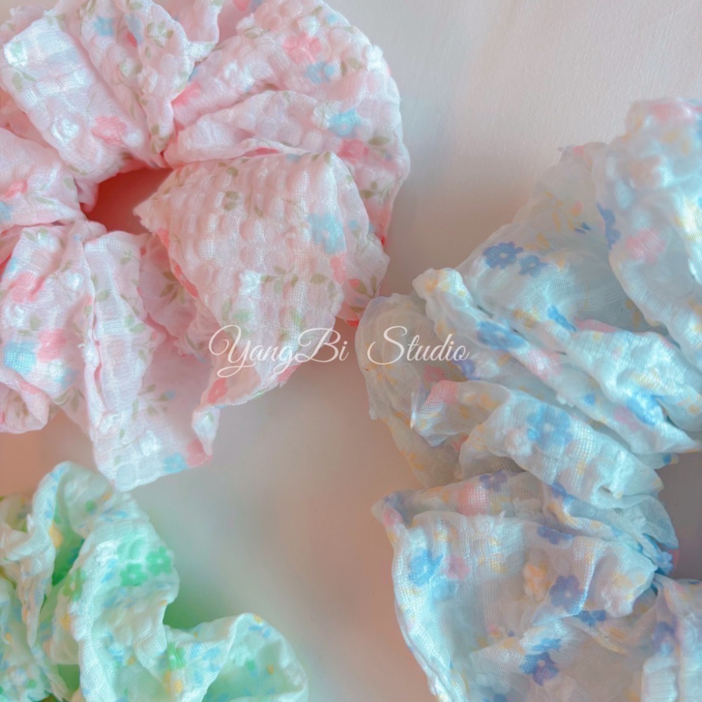 𝓨𝓪𝓷𝓰𝓑𝓲🕊️正韓🇰🇷森林系碎花泡泡皺大腸圈 V526-細節圖8
