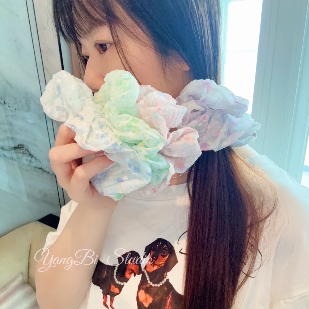 𝓨𝓪𝓷𝓰𝓑𝓲🕊️正韓🇰🇷森林系碎花泡泡皺大腸圈 V526-細節圖9