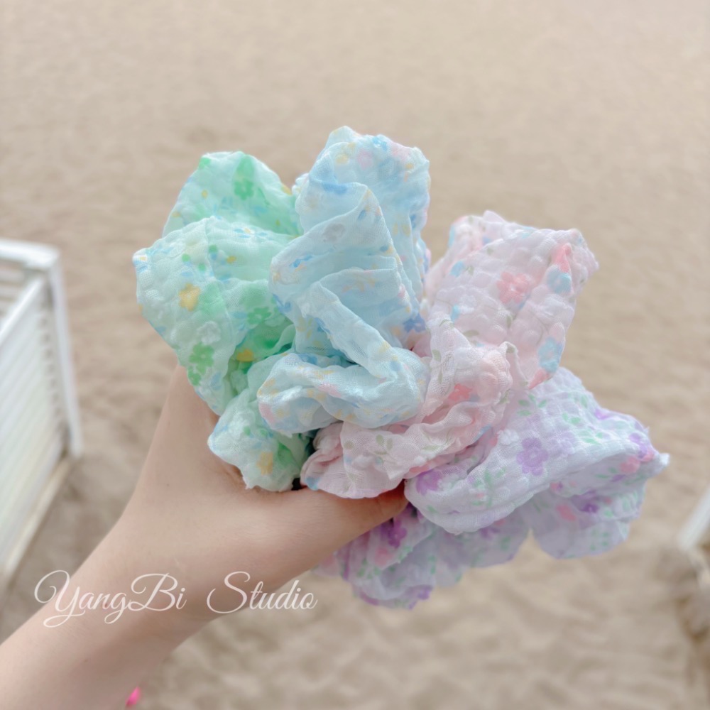 𝓨𝓪𝓷𝓰𝓑𝓲🕊️正韓🇰🇷森林系碎花泡泡皺大腸圈 V526-細節圖11