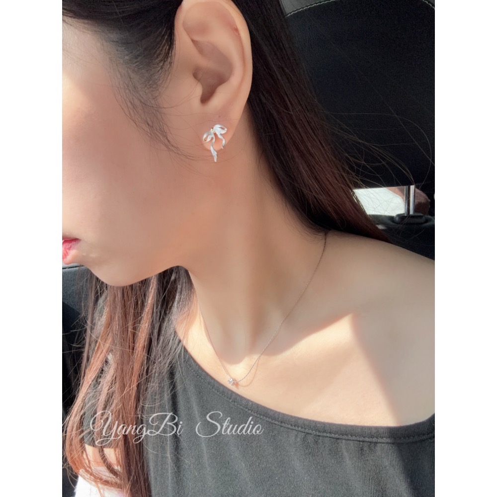 𝓨𝓪𝓷𝓰𝓑𝓲🕊️【芭蕾風蕾絲緞帶金邊蝴蝶結耳環】 Y980-細節圖7