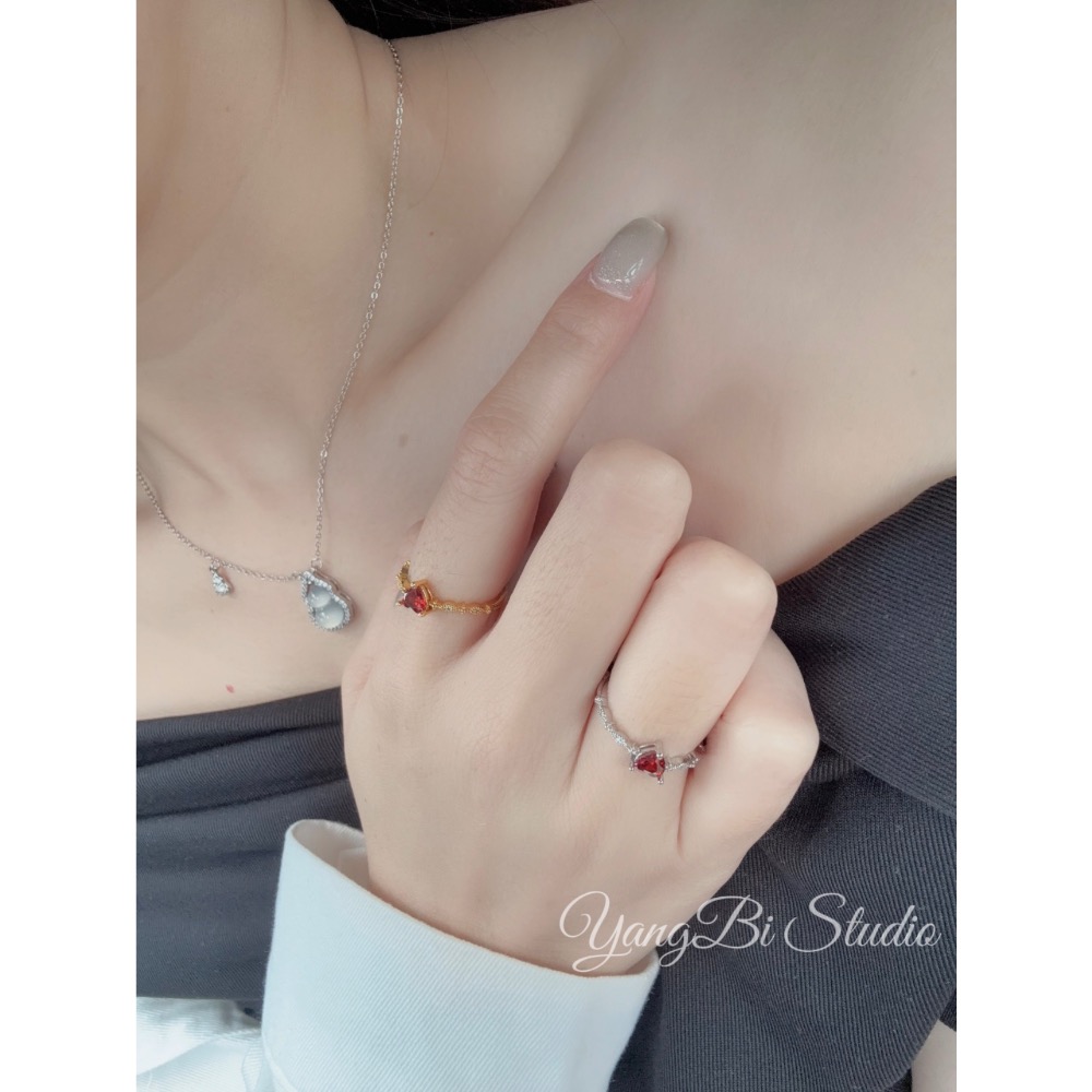 𝓨𝓪𝓷𝓰𝓑𝓲正韓🇰🇷【紅寶石愛心戒指】 Y982-細節圖3