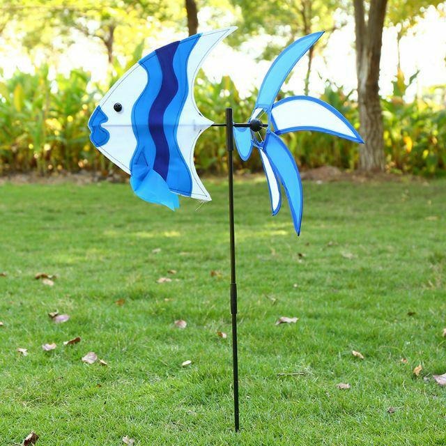 布風車 海洋魚尾璇 卡通 立體 風車 兒童玩具風車-細節圖3