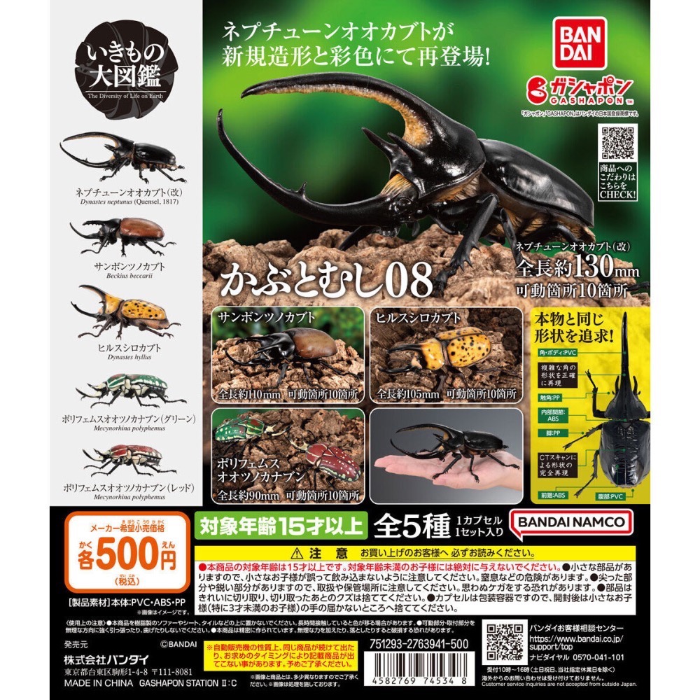 【現貨】萬代生物大圖鑑 獨角仙P8 全五種-規格圖6