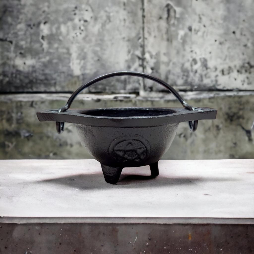 【魔法 五角星 鑄鐵鍋】 鐵釜 白鼠尾草 碳餅 樹脂 錐香 香粉 聖木 鼠尾草 蠟燭 薰香爐 【光之淨化】-細節圖3