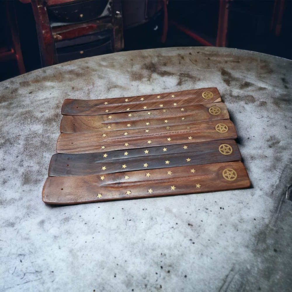 【木質線香板】印度純手工鑲銅 原木線香板 香具 點香板【光之淨化】-細節圖2