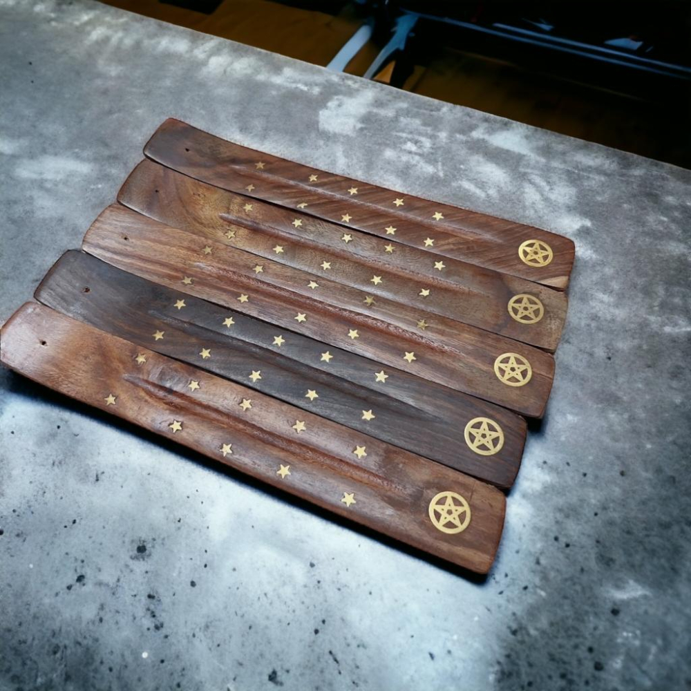 【木質線香板】印度純手工鑲銅 原木線香板 香具 點香板【光之淨化】-細節圖4