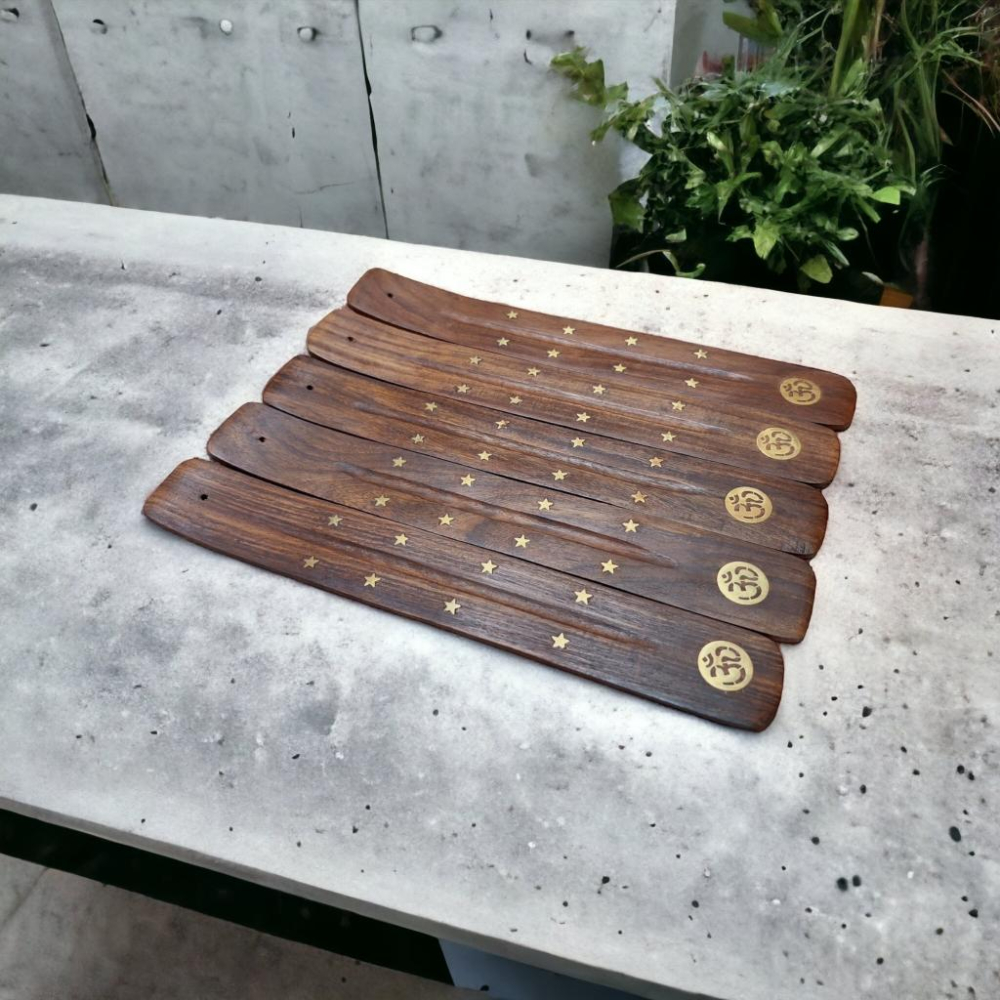 【木質線香板】印度純手工鑲銅 原木線香板 香具 點香板【光之淨化】-細節圖5