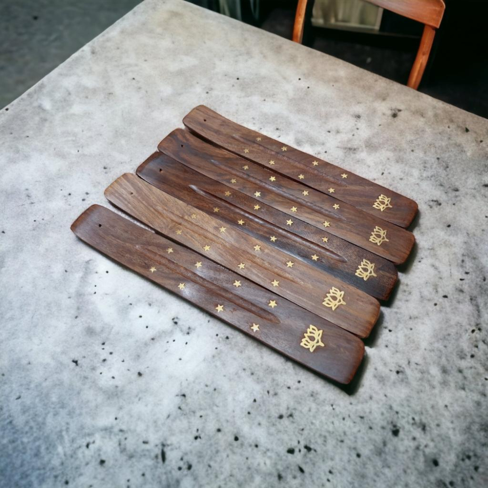 【木質線香板】印度純手工鑲銅 原木線香板 香具 點香板【光之淨化】-細節圖6