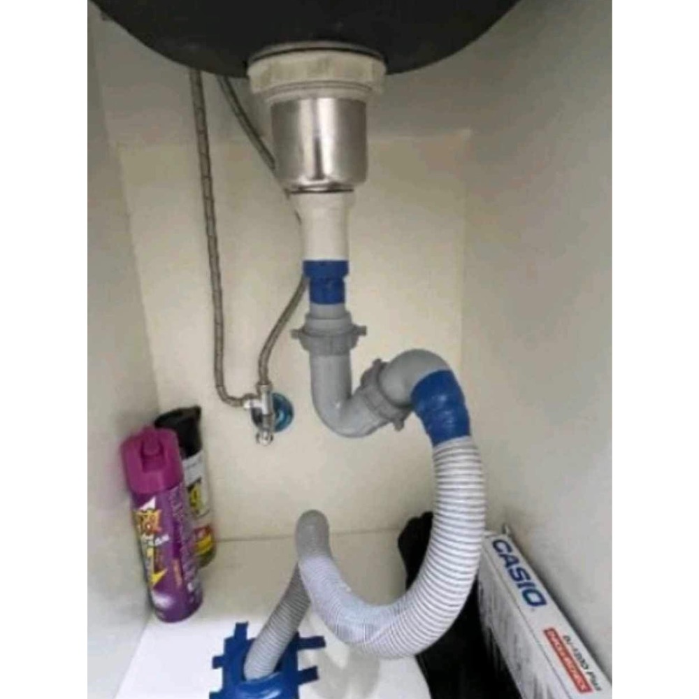 防臭防蟑S彎管~和洗臉槽一樣原理~中間隔水防止臭氣和蟑螂往上爬~-細節圖3
