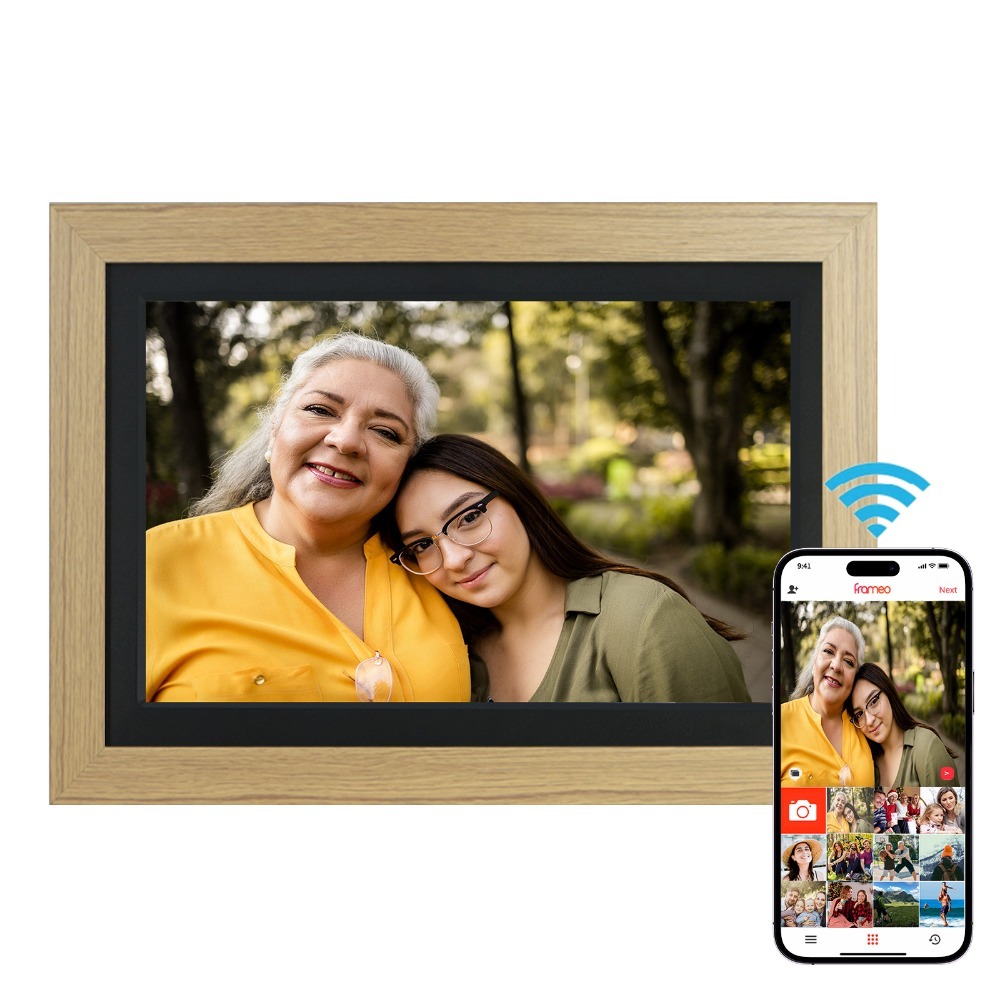 【meowgic喵星科技】台灣出貨數位雲相框 經典木框紋路 內建APP同步手機 數位相框 廣告機 父親節母親節 生日禮-規格圖1