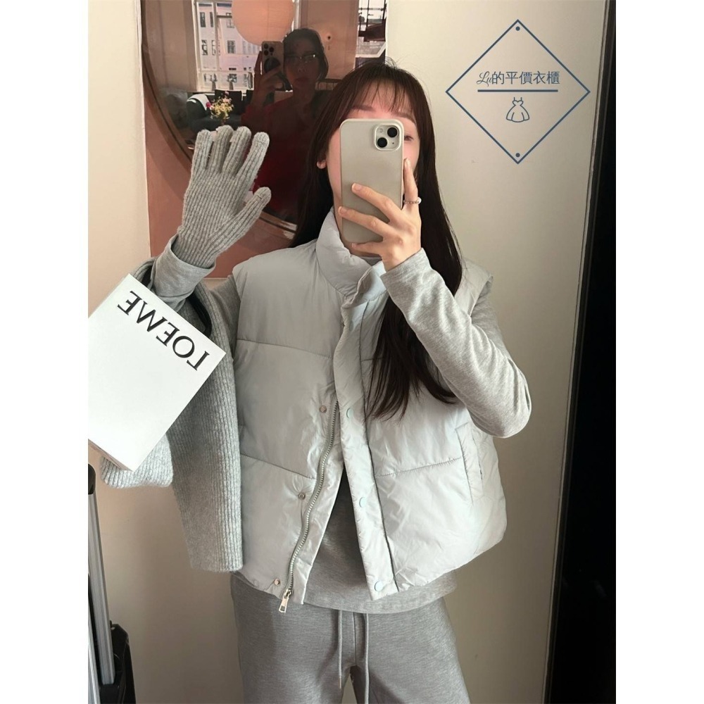 🌿Lu的平價衣櫃🌿現貨0855✔️韓系質感檸檬家🍋ᴛʜᴇ ʟɪᴍᴏɴ立領百搭保暖鋪棉背心#立領#背心#鋪棉-細節圖2