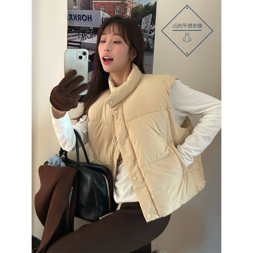 🌿Lu的平價衣櫃🌿現貨0855✔️韓系質感檸檬家🍋ᴛʜᴇ ʟɪᴍᴏɴ立領百搭保暖鋪棉背心#立領#背心#鋪棉-細節圖4