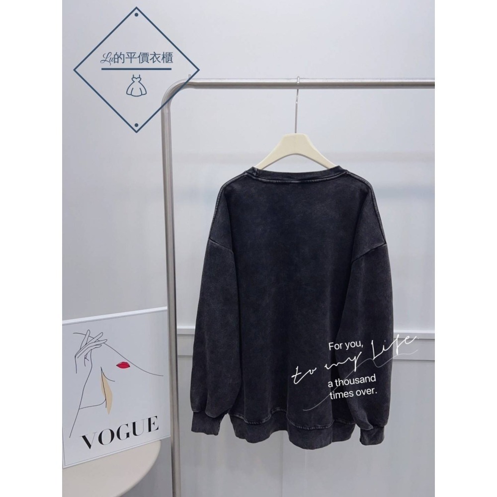 🌿Lu的平價衣櫃🌿現貨6325e✔️美式復古印圖質感水洗棉大學T#衛衣#百搭#減齡#大學T#美式#水洗-細節圖6