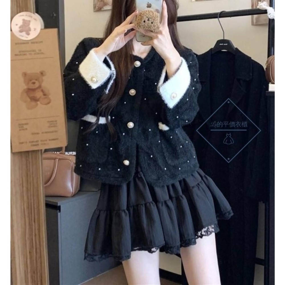 🌿Lu的平價衣櫃🌿現貨006✔️韓系輕奢高級感水貂毛珍珠配色小香外套#水貂毛#珍珠#口袋#外套#質感#女神-細節圖2