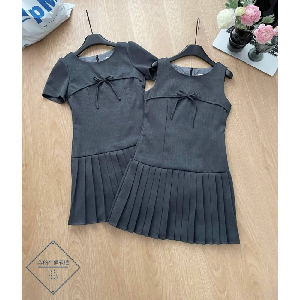 🌿Lu的平價衣櫃🌿現貨（短袖款）✔️韓劇財閥千金Miu系小香風蝴蝶結短裙#短洋#質感#韓劇#千金#減齡#學院風#洋裝-細節圖4