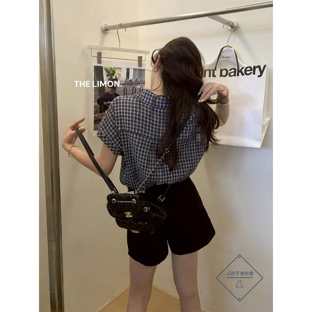 🌿Lu的平價衣櫃🌸現貨A03-03-8676-27✔️韓系質感檸檬家🍋THE LIMON韓系慵懶復古格紋百搭襯衫-細節圖2