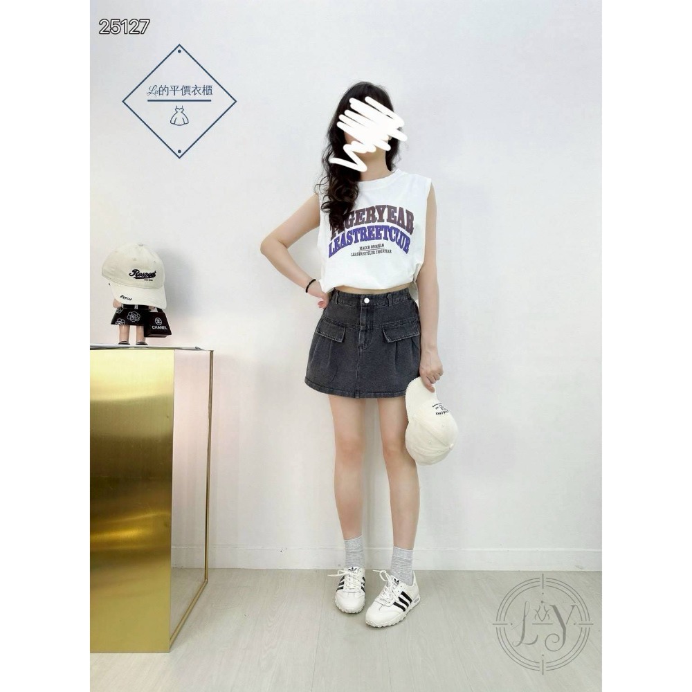 🌿Lu的平價衣櫃🌿🌸現貨25127-32✔️韓系率性甜美A字減齡百搭牛短裙（有內裏安全褲）甜美#可愛#減齡#個性-細節圖2
