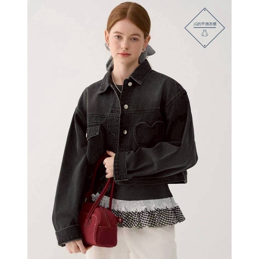 🌿Lu的平價衣櫃🌿🌸現貨035✔️韓系高級感愛心口袋造型牛仔外套#率性#設計感#愛心#口袋#牛仔#外套#甜美#個性-細節圖2