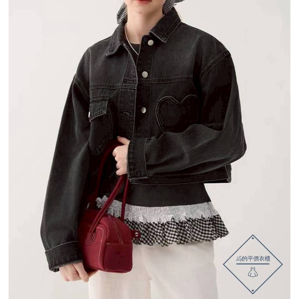 🌿Lu的平價衣櫃🌿🌸現貨035✔️韓系高級感愛心口袋造型牛仔外套#率性#設計感#愛心#口袋#牛仔#外套#甜美#個性-細節圖7