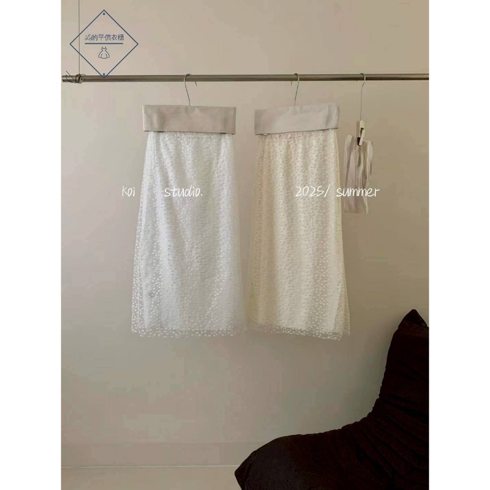 🌿Lu的平價衣櫃🌿🌸現貨1836-24✔️日系氣質質感繡花透紗直筒長裙#半身裙#後開叉#紗裙#甜美#日系#直筒裙-細節圖4