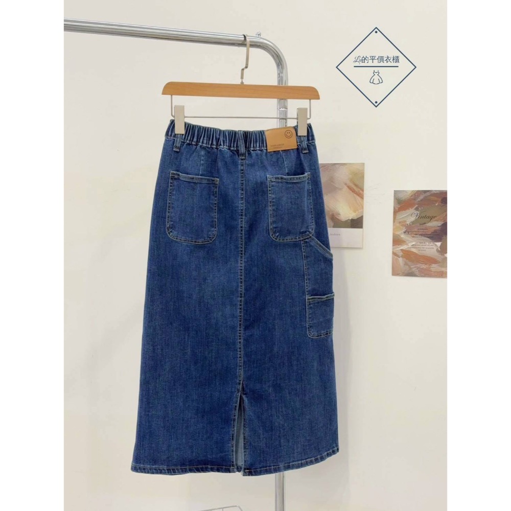 🌿Lu的平價衣櫃🌿🌸現貨B04-W20-9033-29✔️韓系甜美個性設計感後叉彈力牛仔半身長裙#牛仔裙#長裙-細節圖5