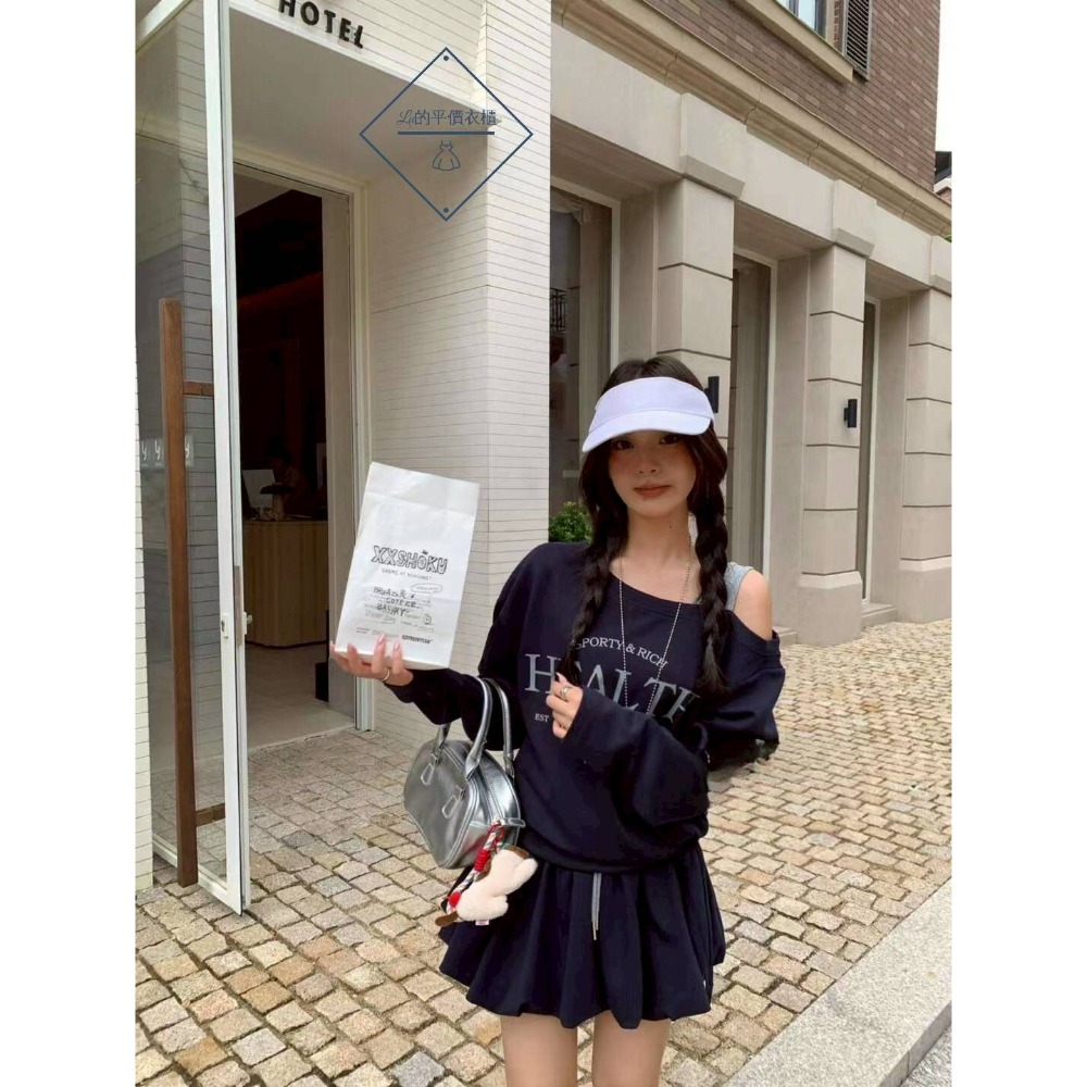 🌿Lu的平價衣櫃🌿🌸現貨A04-W11-61093-38✔️美式減齡學院風甜美挖肩小花苞裙套裝#套裝#短裙#花苞裙-細節圖4