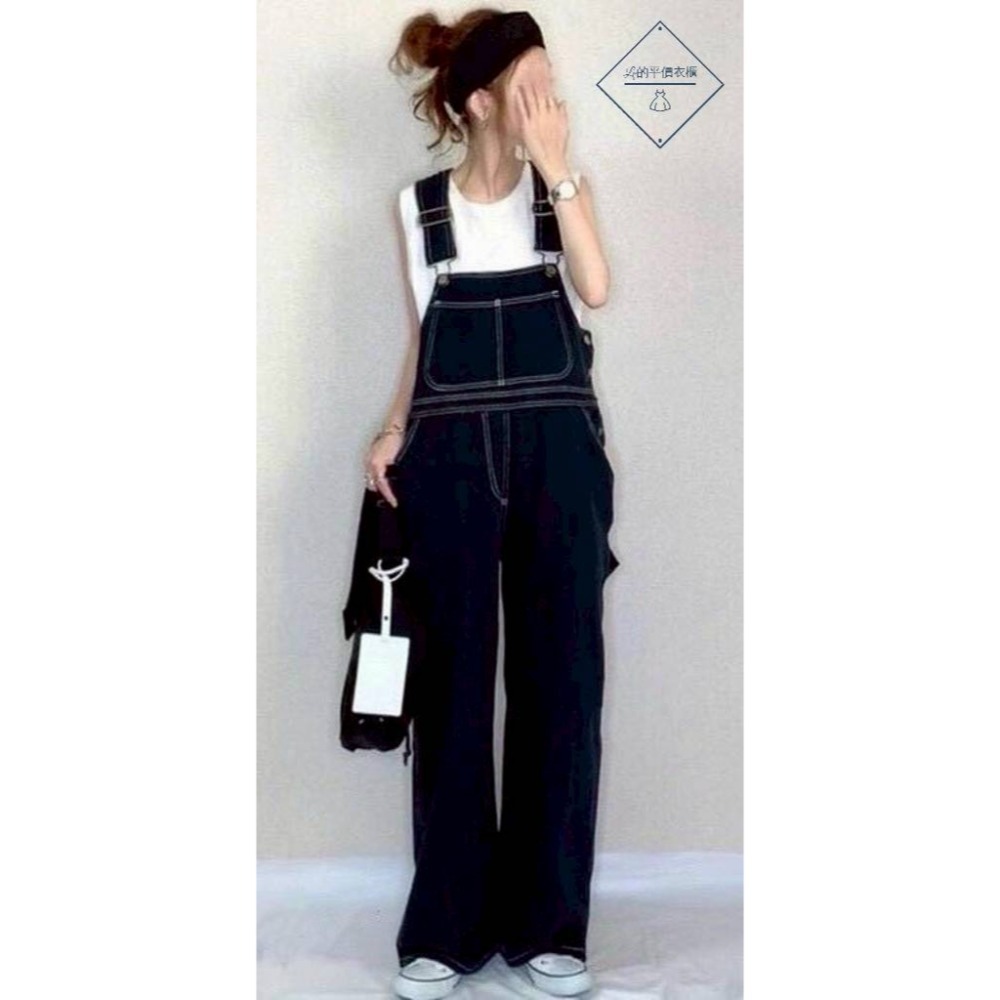 🌿Lu的平價衣櫃🌿🌸現貨A04-W02-552-33✔️日系質感顯瘦車線設計重磅工裝吊帶長褲#個性#日系#吊帶褲-細節圖5