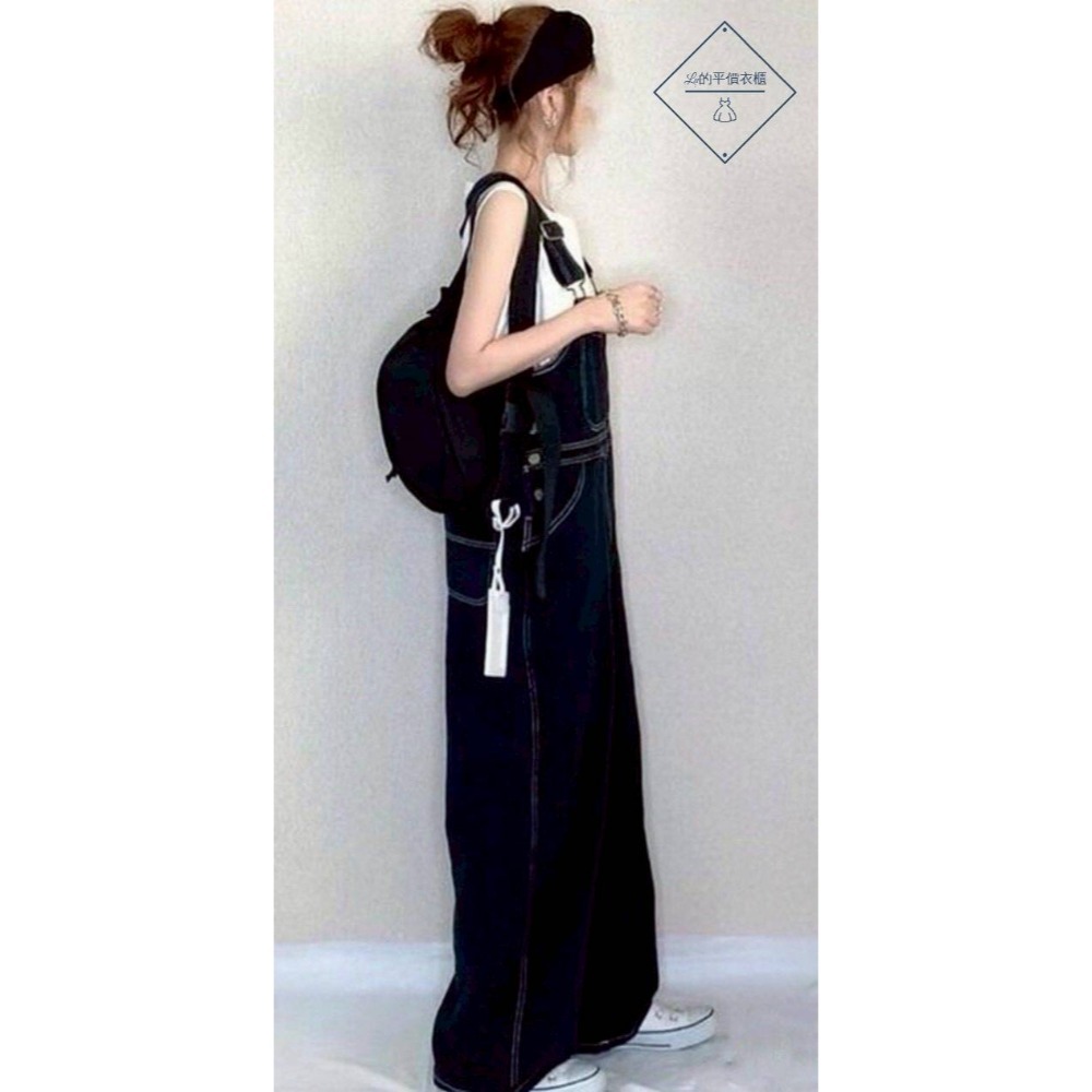 🌿Lu的平價衣櫃🌿🌸現貨A04-W02-552-33✔️日系質感顯瘦車線設計重磅工裝吊帶長褲#個性#日系#吊帶褲-細節圖6