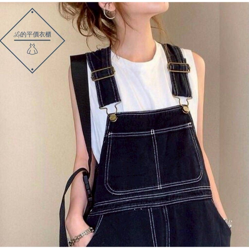 🌿Lu的平價衣櫃🌿🌸現貨A04-W02-552-33✔️日系質感顯瘦車線設計重磅工裝吊帶長褲#個性#日系#吊帶褲-細節圖7