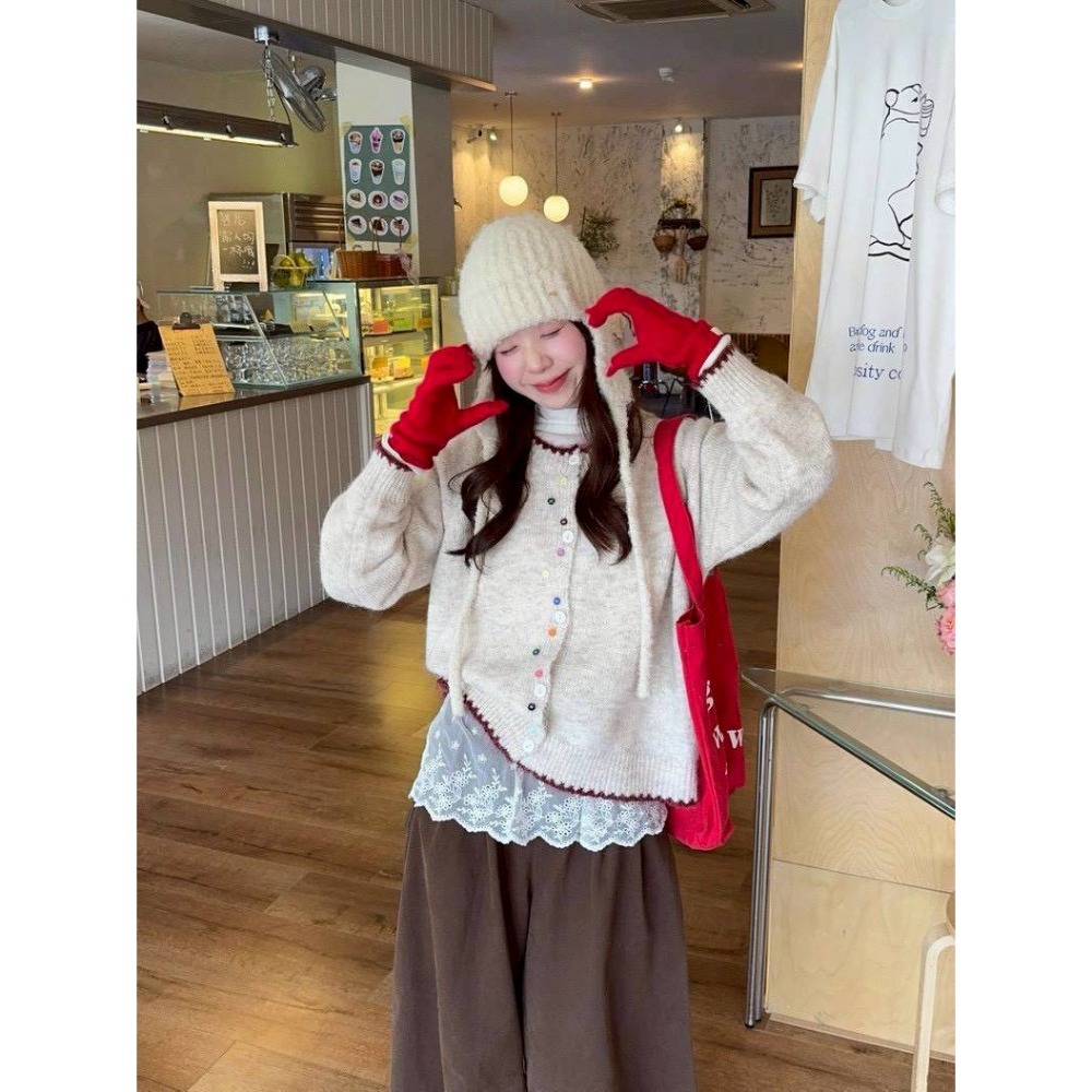 🌿Lu的平價衣櫃🌿🌸現貨L59261-23✔️韓系溫柔百搭鬆軟毛絨絨彩色扣針織開襟衫#針織外套#開扣外套#甜美溫柔-細節圖2