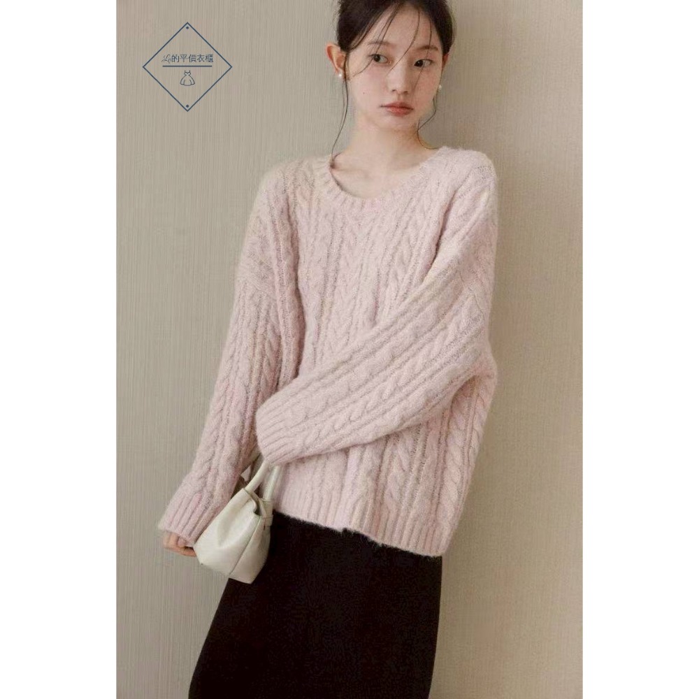 🌿Lu的平價衣櫃🌿🌸現貨A02-17-433-32✔️韓系溫柔甜美粉色慵懶少女毛衣+毛球披肩兩件套#韓系甜美#女裝-細節圖6