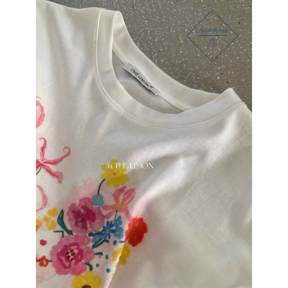 🌿Lu的平價衣櫃🌿🌸現貨03-10135-23✔️韓系質感檸檬家🍋THE LIMON莫奈花園印花寬鬆短袖T-細節圖11