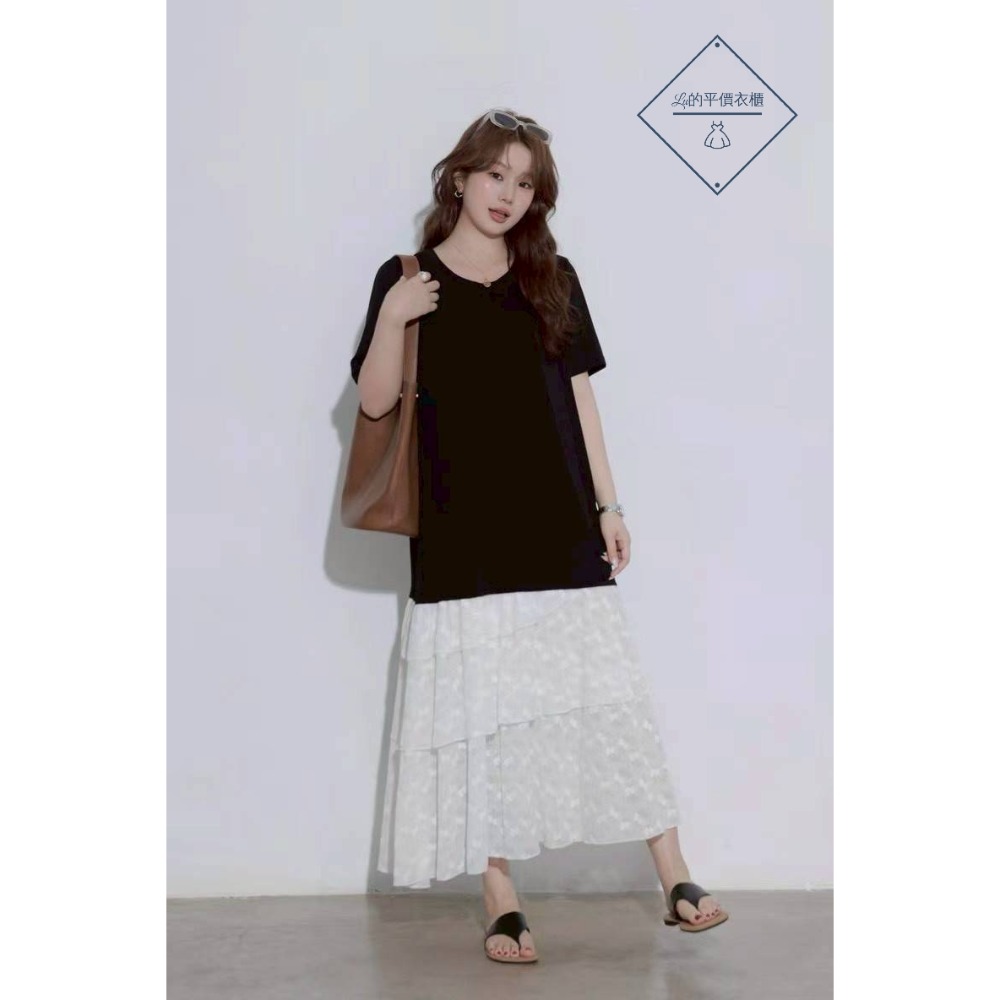 🌿Lu的平價衣櫃🌿🌸現貨A04-17-202636-35✔️韓系不規則蕾絲裙擺剪裁甜美長洋#洋裝#蕾絲#拼接#甜美-細節圖3