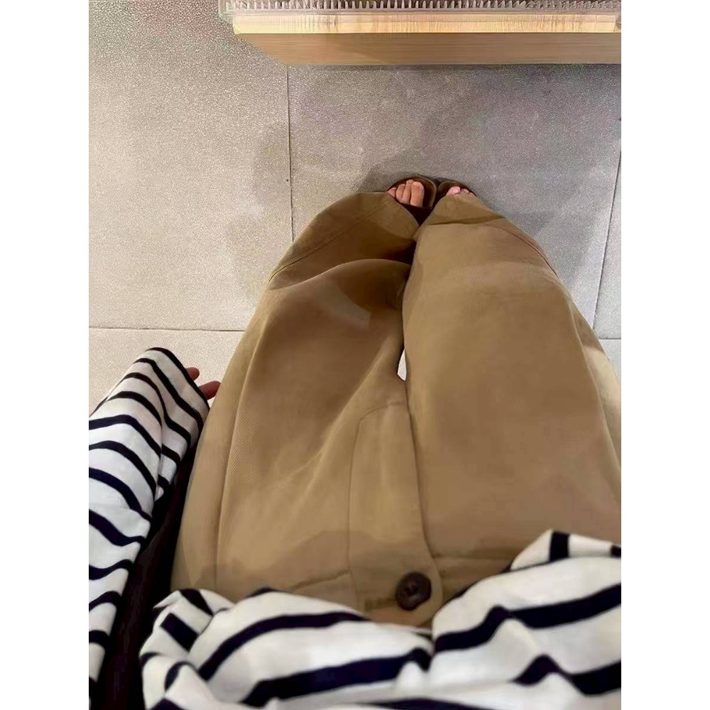 🌿Lu的平價衣櫃🌿🌸現貨B02-17-202645-3✔️日系復古闊腿垂感工裝直筒褲#復古#率性#工裝風#鬆緊腰-細節圖4