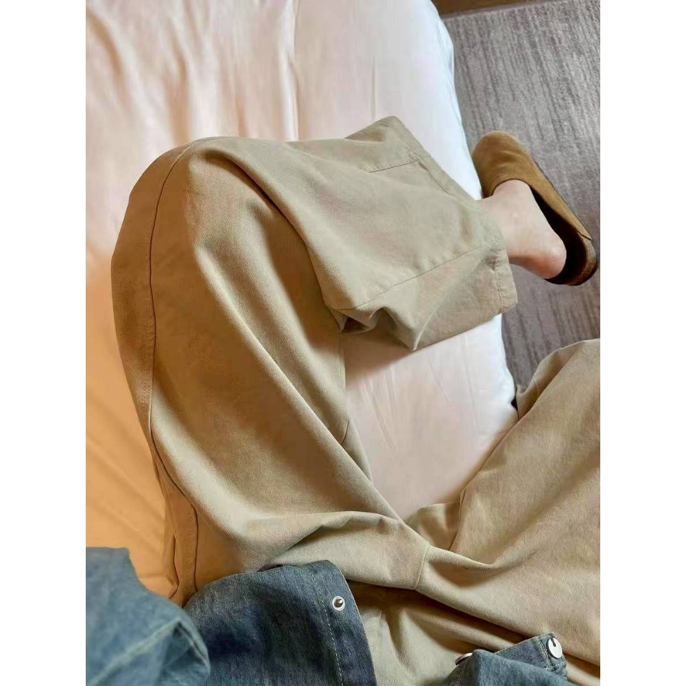 🌿Lu的平價衣櫃🌿🌸現貨B02-17-202645-3✔️日系復古闊腿垂感工裝直筒褲#復古#率性#工裝風#鬆緊腰-細節圖5