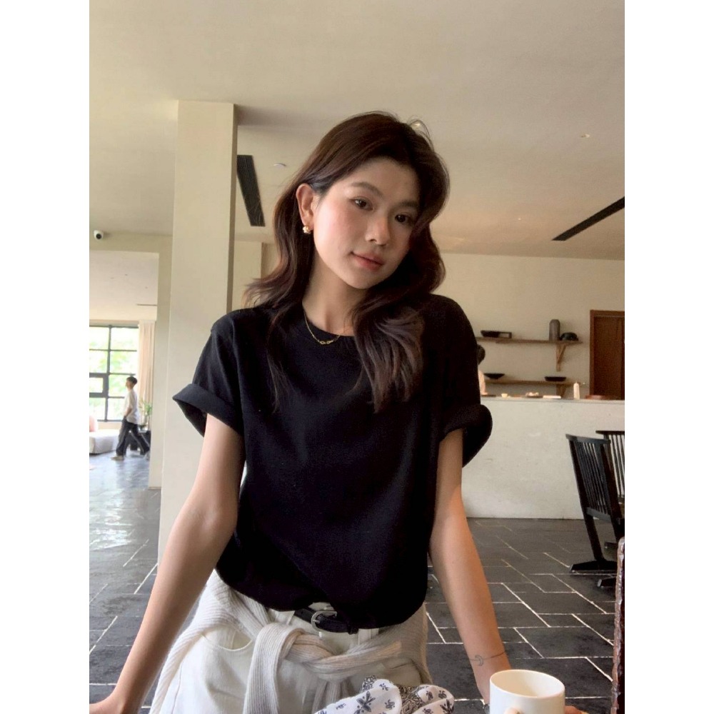 🌿Lu的平價衣櫃🌿🌸現貨10098-2✔️韓系質感檸檬家🍋THE LIMON極簡質感純色休閒短袖素T-細節圖2