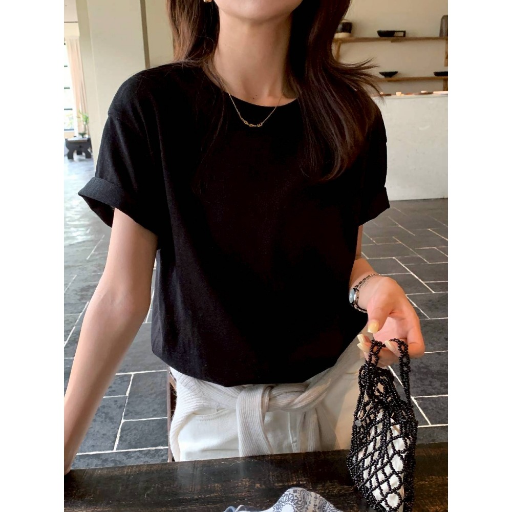 🌿Lu的平價衣櫃🌿🌸現貨10098-2✔️韓系質感檸檬家🍋THE LIMON極簡質感純色休閒短袖素T-細節圖3