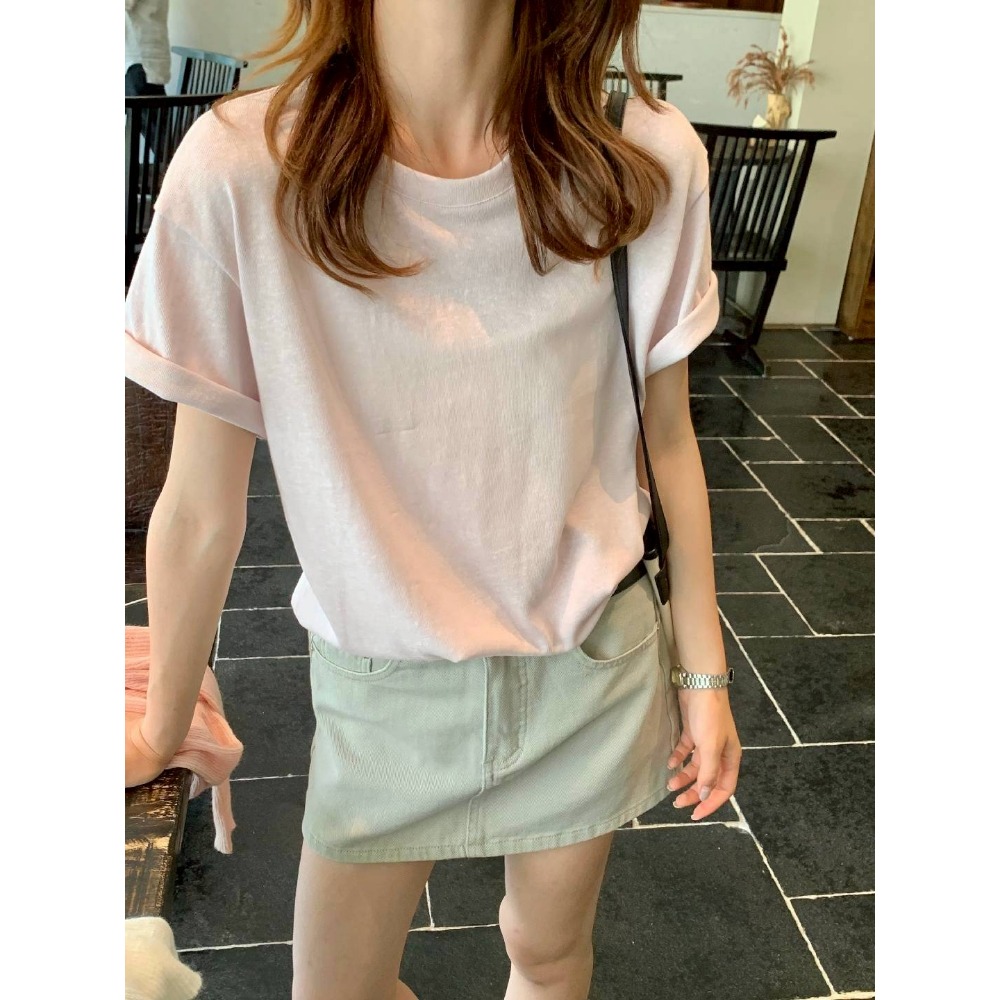 🌿Lu的平價衣櫃🌿🌸現貨10098-2✔️韓系質感檸檬家🍋THE LIMON極簡質感純色休閒短袖素T-細節圖4