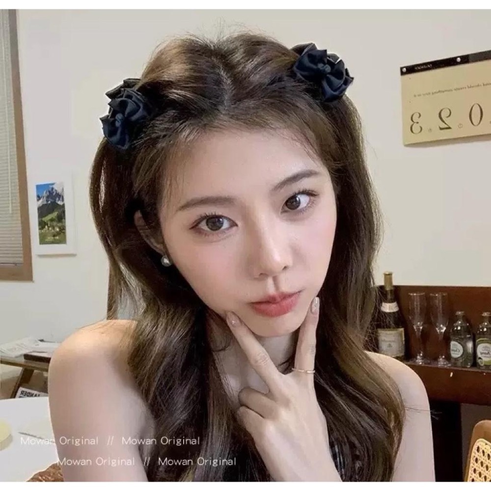 【老闆的娘】高雄現貨 韓版氣質緞面蝴蝶結抓夾 立體雙層蝴蝶結 公主頭 造型瀏海夾 側邊抓夾 頭飾 南瓜夾 髮飾-細節圖6