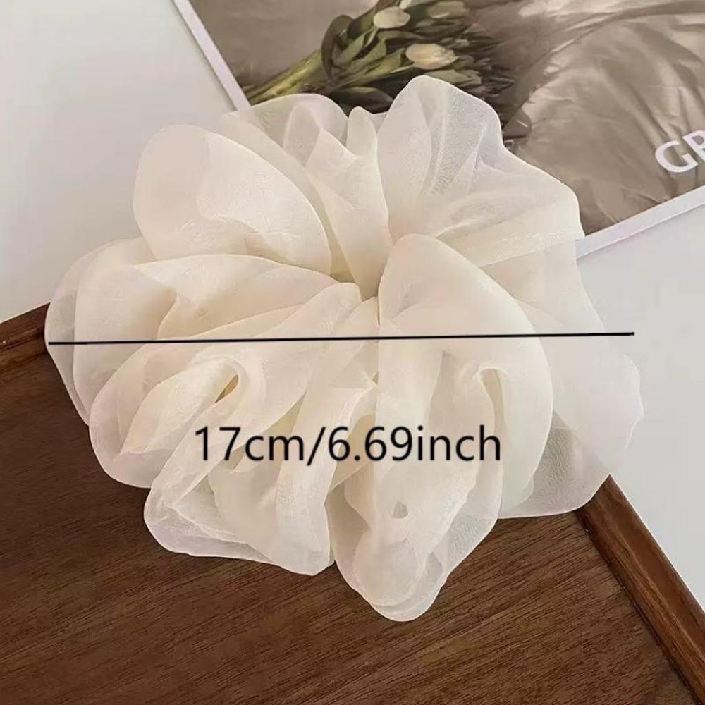 【老闆的娘】高雄現貨 法式蓬鬆雪紡大腸圈｜慵懶風超大號髮圈 馬尾頭繩 髮飾推薦-細節圖4